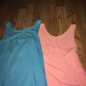 Two tank tops (blue and peach)